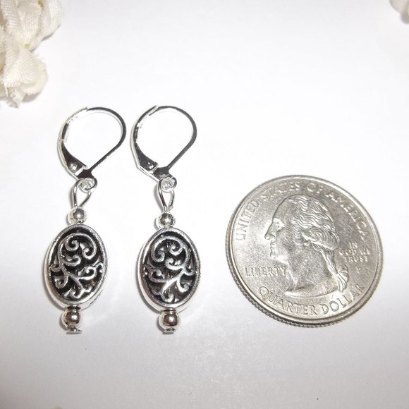 Small Silver Dangle Earring Set Minimalist 6619 - Picture 2 of 9